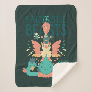 Cartoon Fantastic Beasts Emerge From Suitcase Sherpa Blanket