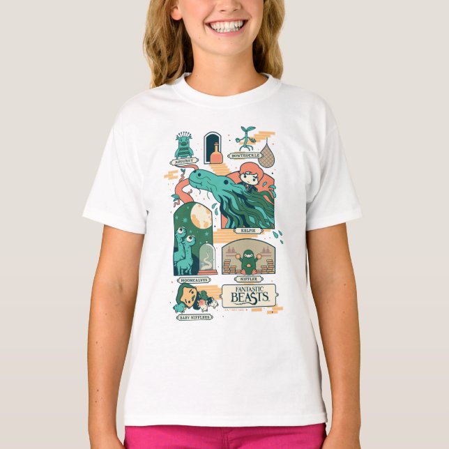 Cartoon Fantastic Beasts Scenes T-Shirt (Front)