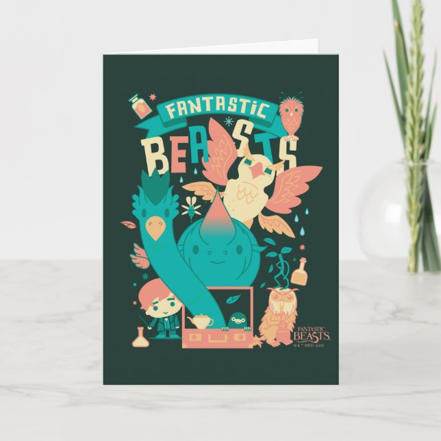 Cartoon Fantastic Beasts With Newt Scamander Card (Front)