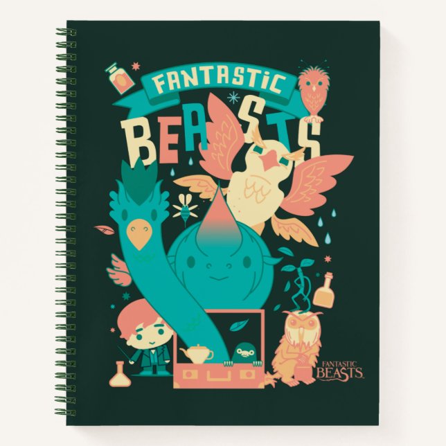 Cartoon Fantastic Beasts With Newt Scamander Notebook (Front)