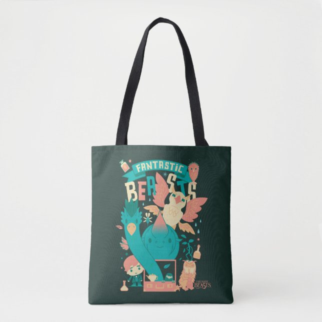 Cartoon Fantastic Beasts With Newt Scamander Tote Bag (Front)