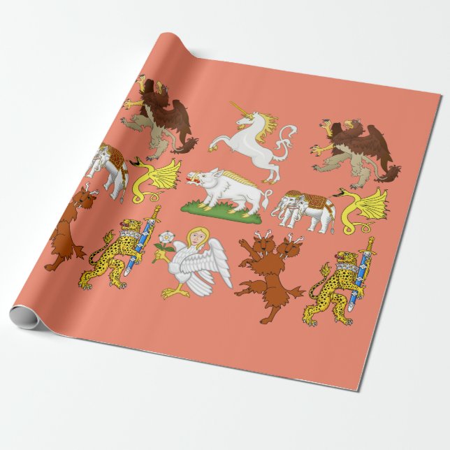 Cartoon Fantasy Beasts and creatures Art Wrapping Paper (Unrolled)