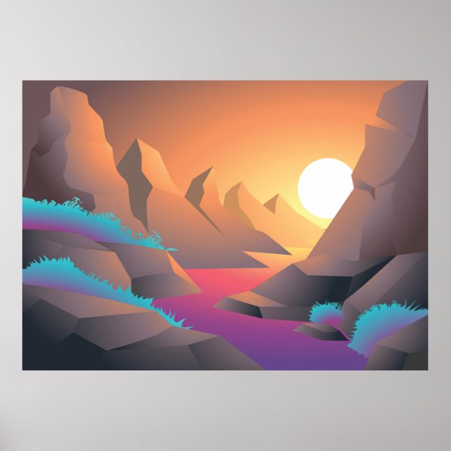 Cartoon fantasy Landscape Poster (Front)