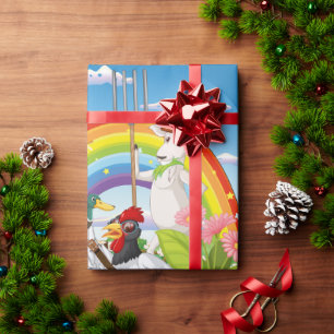 Cartoon Farm Animals. Editable Wrapping Paper