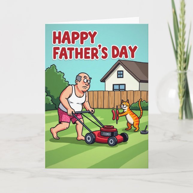Cartoon Fathers Day Lawn Card (Front)