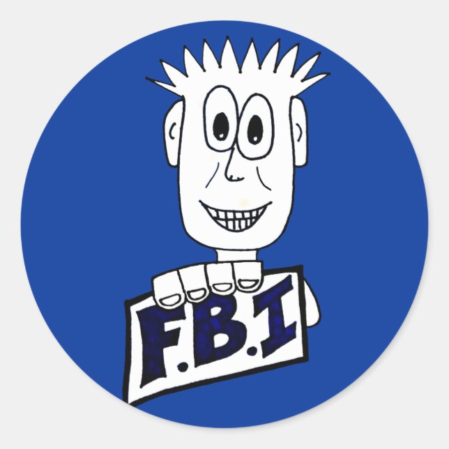 Cartoon FBI Agent Classic Round Sticker (Front)