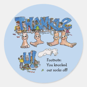 Cartoon Feet Thank You Custom Stickers
