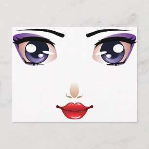 Cartoon female face postcard