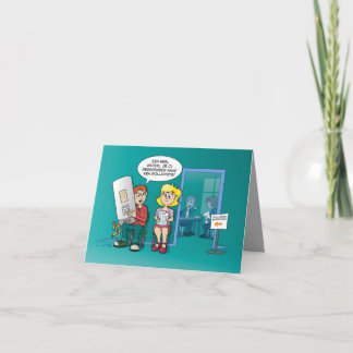 Cartoon; female hormones in beer. card