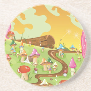 Cartoon field of Mushrooms Coaster