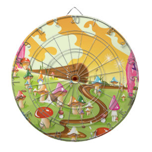 Cartoon field of Mushrooms Dartboard