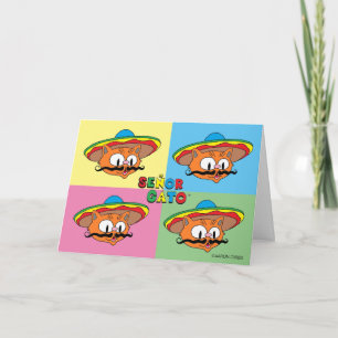 Cartoon Fiesta Cat Pop Art Blank Inside Card