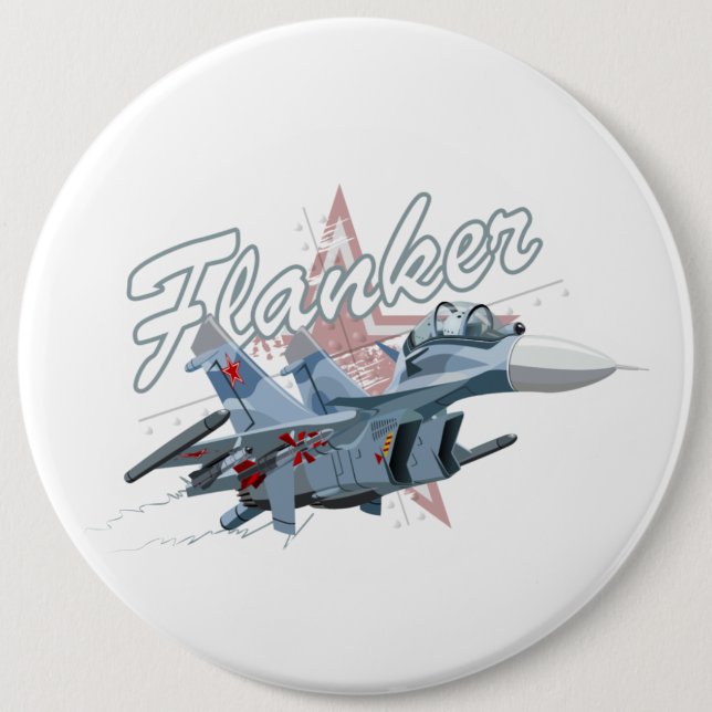 Cartoon fighter plane 6 cm round badge (Front)