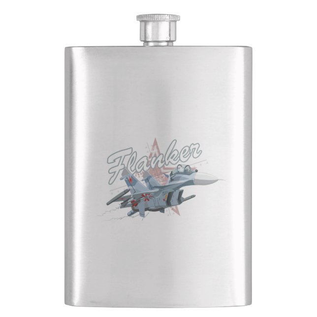 Cartoon fighter plane hip flask (Front)