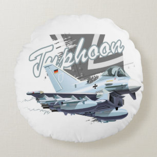 Cartoon fighter plane round cushion