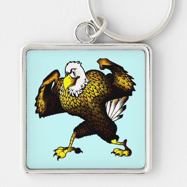 Cartoon Fighting Eagle Key Ring (Front)