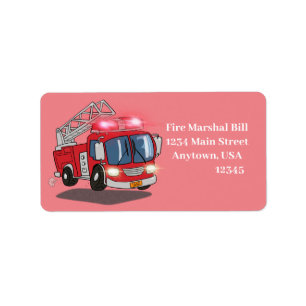 Cartoon Fire Engine Label