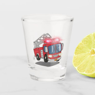 Cartoon Fire Engine Shot Glass