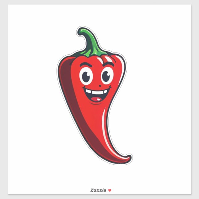 Cartoon Fire Pepper Mascot With Grinning Face (Sheet)