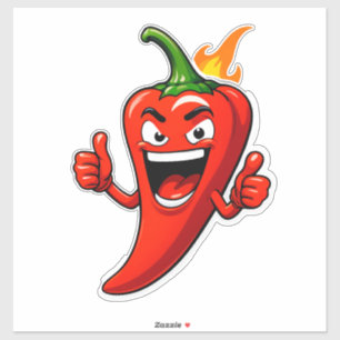 Cartoon Fire Pepper Mascot With Grinning Face