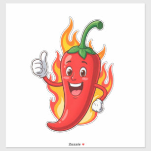 Cartoon Fire Pepper Mascot With Grinning Face