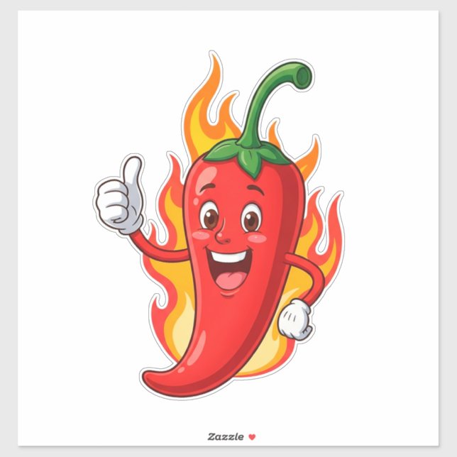 Cartoon Fire Pepper Mascot With Grinning Face (Sheet)