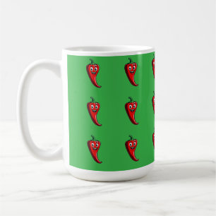 Cartoon Fire Pepper Mascot With Grinning Face Coffee Mug