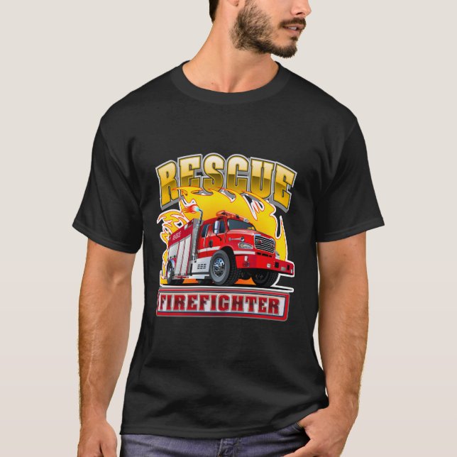 Cartoon Fire Truck T-Shirt (Front)