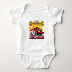 Cartoon Fire Truck T-Shirt Baby Bodysuit