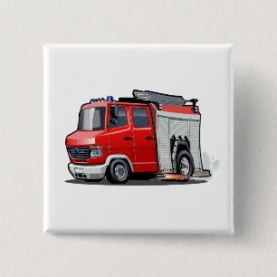 Cartoon firetruck 15 cm square badge