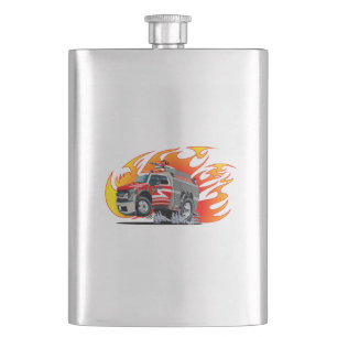Cartoon firetruck hip flask