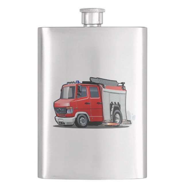 Cartoon firetruck hip flask (Front)