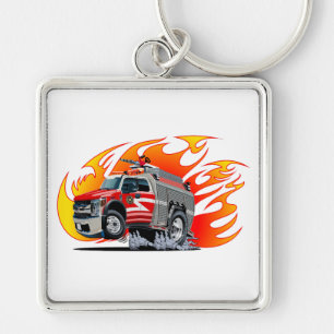 Cartoon firetruck key ring