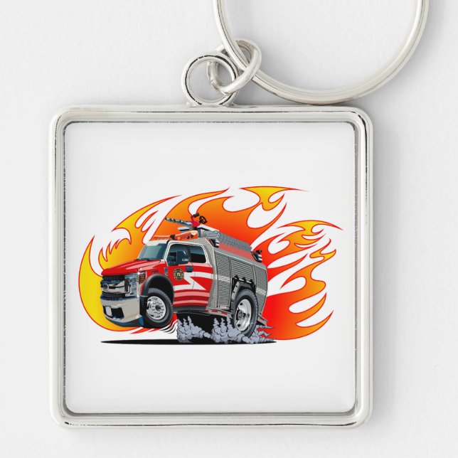Cartoon firetruck key ring (Front)