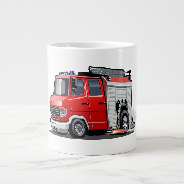 Cartoon firetruck large coffee mug (Front)