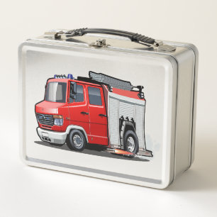 Cartoon firetruck metal lunch box