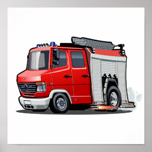 Cartoon firetruck poster