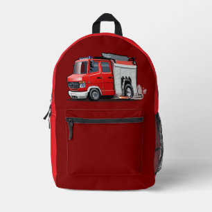 Cartoon firetruck printed backpack