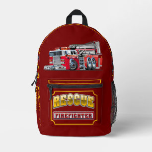Cartoon firetruck printed backpack