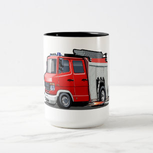 Cartoon firetruck Two-Tone coffee mug