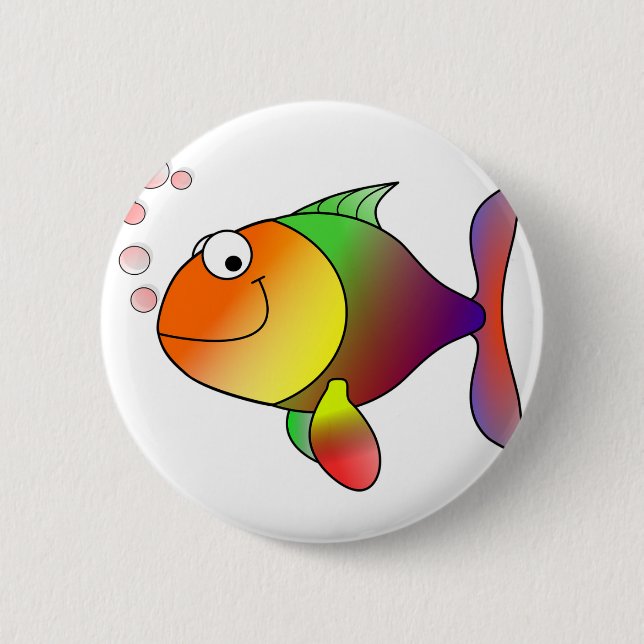 Cartoon Fish 6 Cm Round Badge (Front)