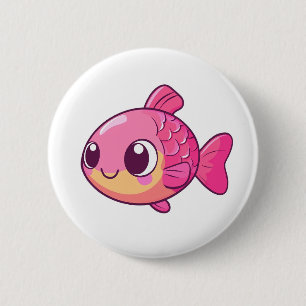Cartoon fish illustration 6 cm round badge