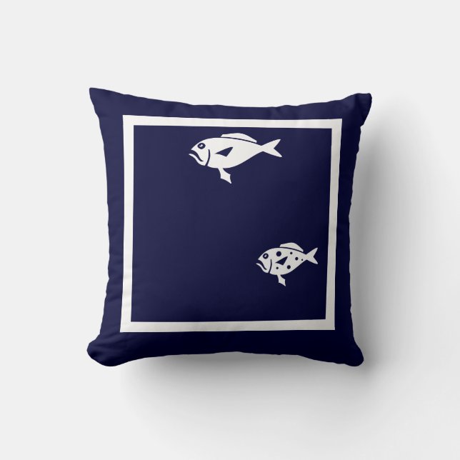 cartoon fish   on navy blue pillow (Front)