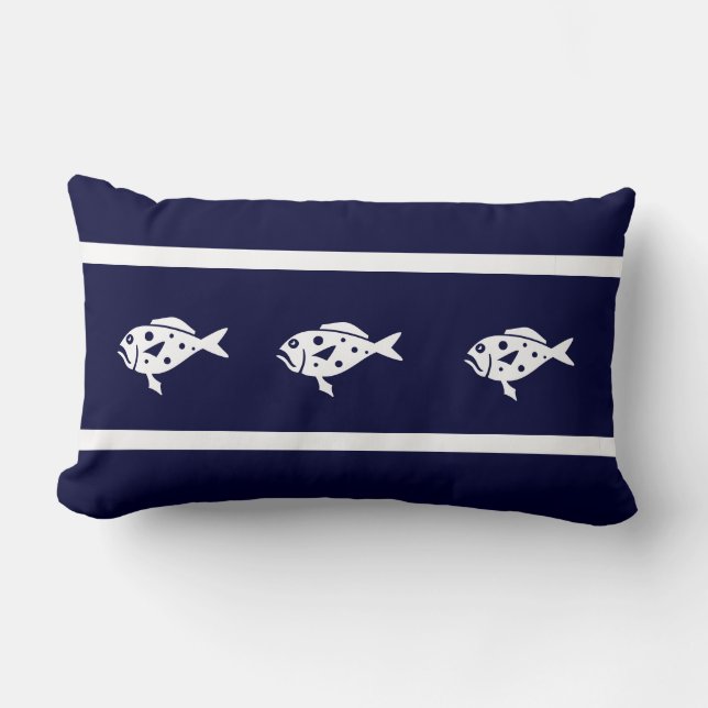 cartoon fish   on navy blue pillow (Front)