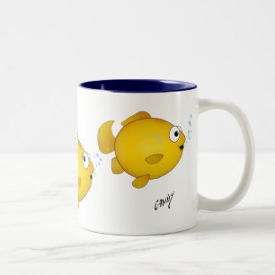 Cartoon fish. Two-Tone coffee mug