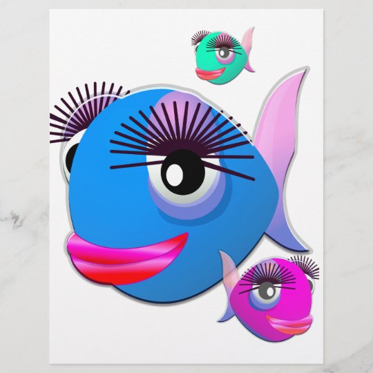 Cartoon Fish With Big Lips And Eyelashes Zazzle Com Au