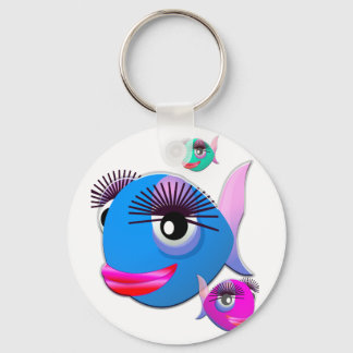 Cartoon Fish with BIg Lips and Eyelashes Key Ring