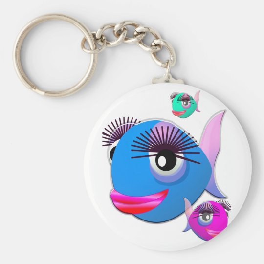 Cartoon Fish With Big Lips And Eyelashes Key Ring Zazzle Com Au