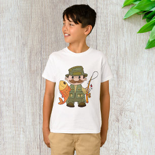 Cartoon Fisherman with Big Catch Funny Fishing  T-Shirt