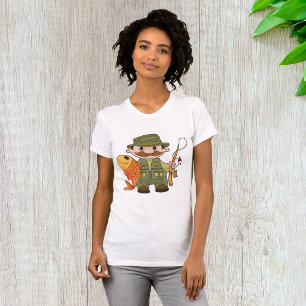 Cartoon Fisherman with Big Catch Funny Fishing  T-Shirt